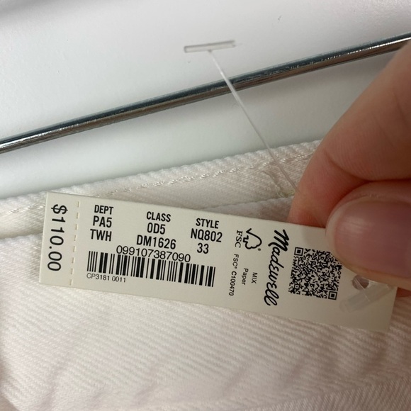 NWT Madewell Size 33 The Rilee Denim Midi Skirt White Modest Minimalist - Picture 8 of 10
